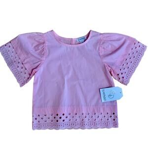 Flapdoodles Pink Eyelet Puff Sleeve Top Size 5
